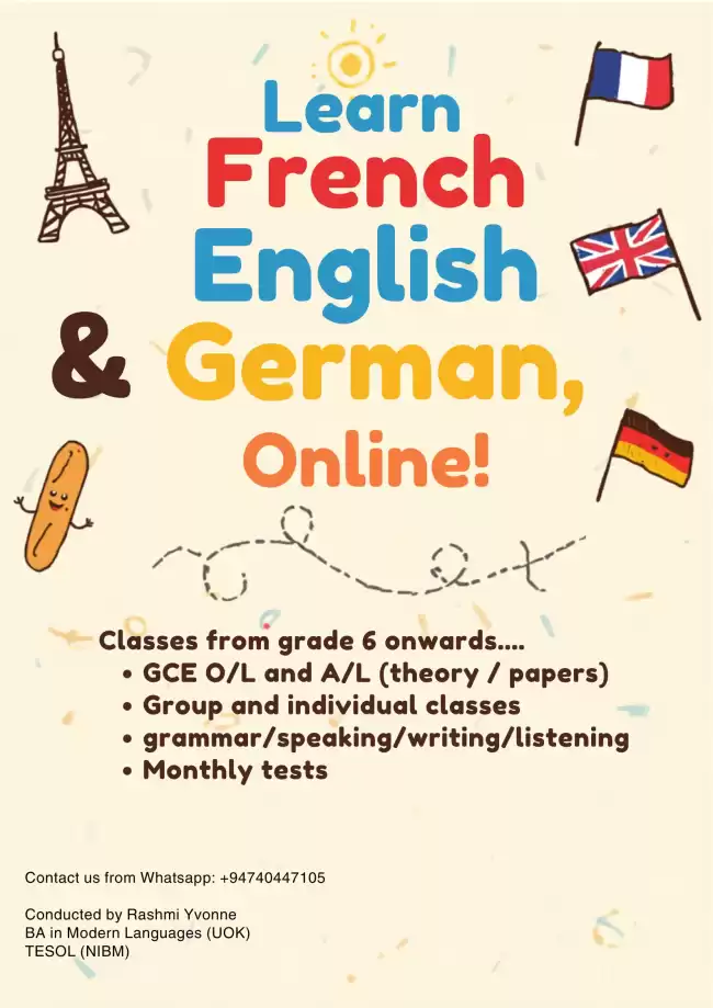 Online English, French and German classes
