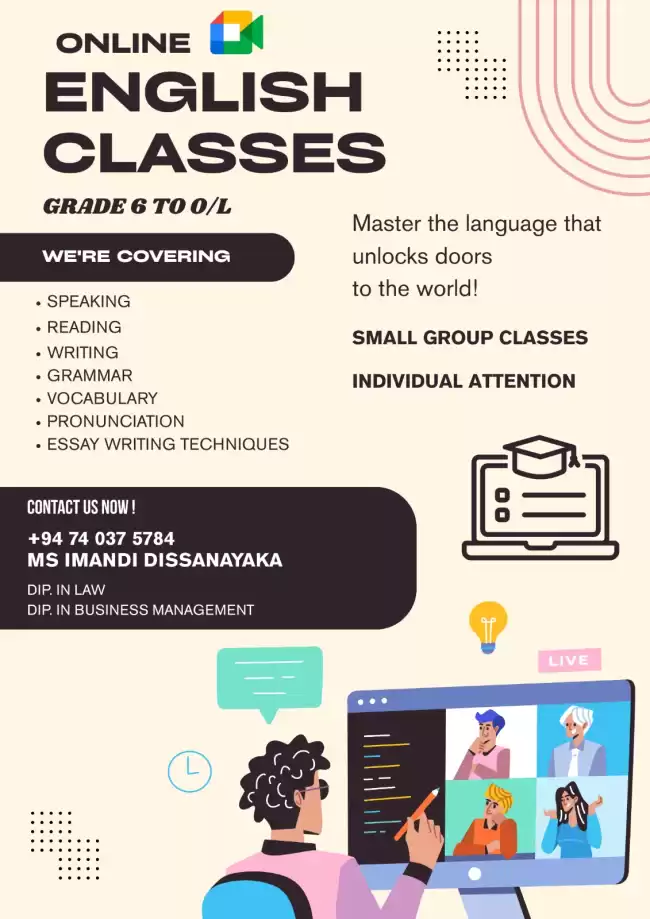 Online English Language Classes for Grade 6 to 11 ( O/L )