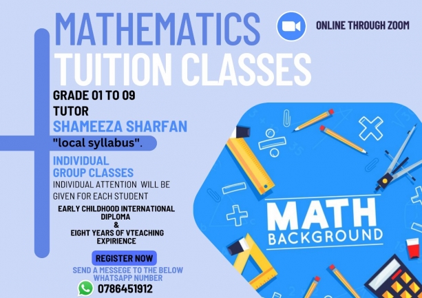 Online English Medium Mathematics Classes from grade 1 onwards local syllabus