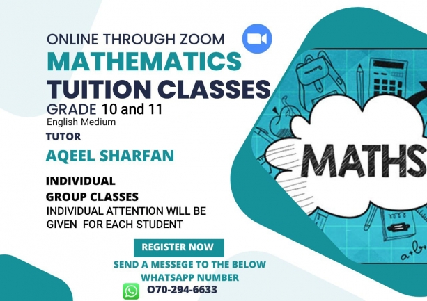 Online English Medium Mathematics Classes grade 10 and 11