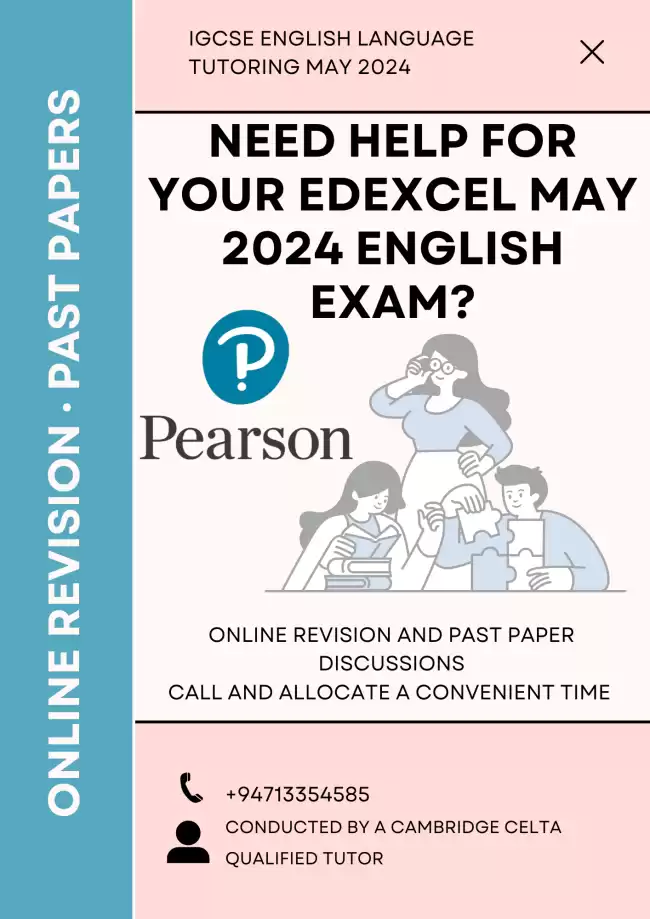 ONLINE ENGLISH PAPER DISCUSSIONS AND SYLLABUS REVISION FOR EDEXCEL O-LEVEL STUDENTS