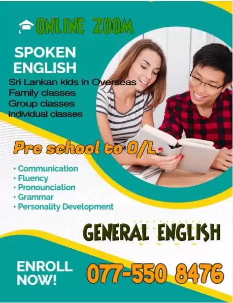 Online English spoken and syllabus classes for students islandwide