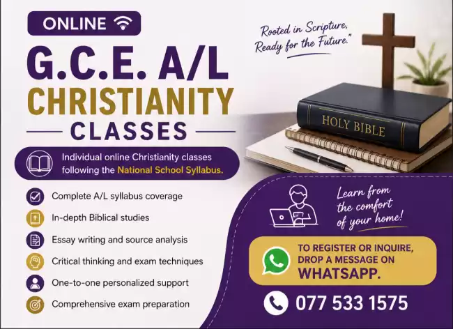 ONLINE G.C.E. A/L CHRISTIANITY CLASSES