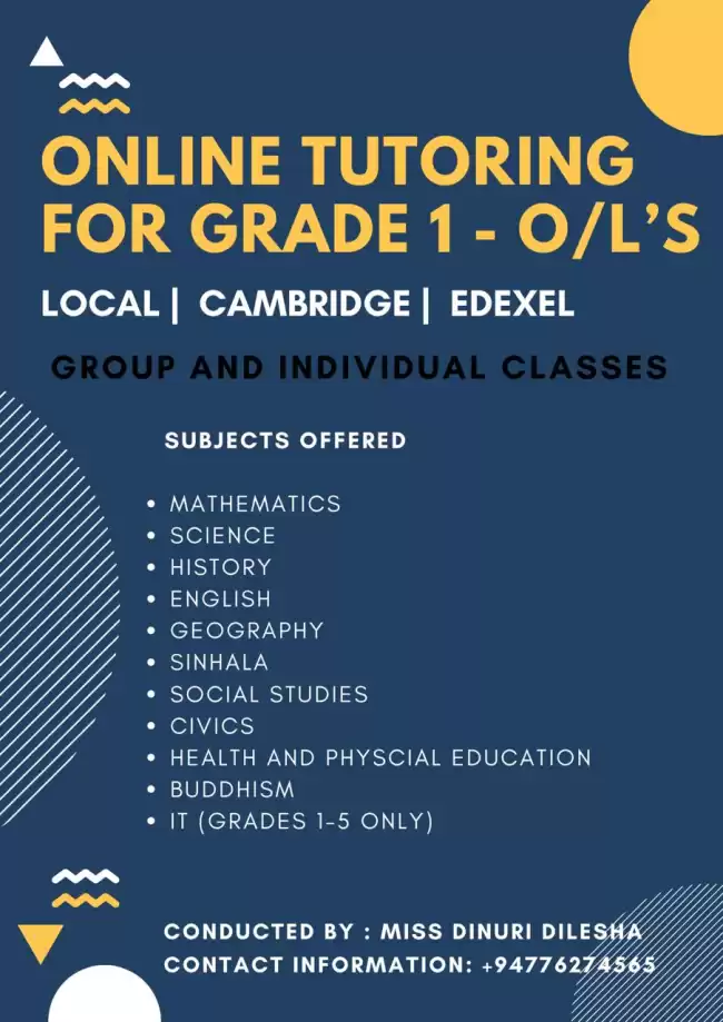 online group and individual classes grade 1-O/L's Local edexel Cambridge