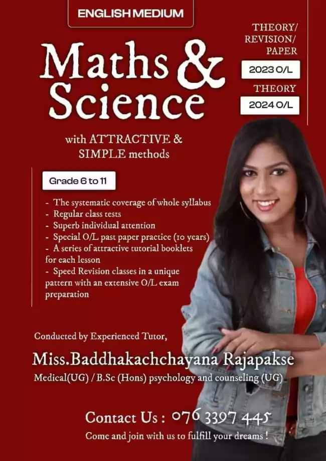 ONLINE GROUP CLASSES  MATHEMATICS  & SCIENCE  GR.6-9 & 10/11 (ORDINARY LEVEL)  යෞවනයේ විද්‍යා සිහින තක්සලාවෙන්  MATHEMATICS & SCIENCE අාකර්ෂණීය ඉගැන