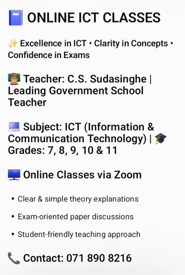 ONLINE ICT CLASSES ✨ Excellence in ICT • Clarity in Concepts • Confidence in Exams