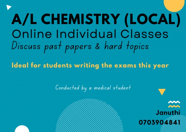 Online individual classes for A/L chemistry past papers - English medium