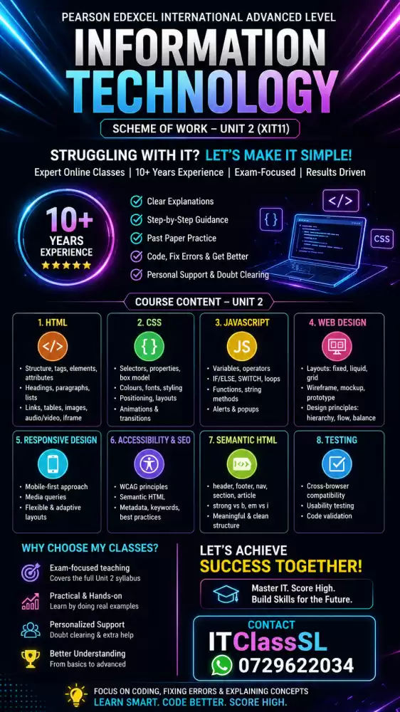 ONLINE IT CLASSES – PEARSON EDEXCEL IAL UNIT 2 SRI LANKA HELP ANSWER EXAM