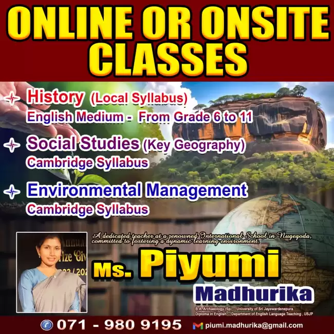 Online or Onsite Classes for History (English Medium)