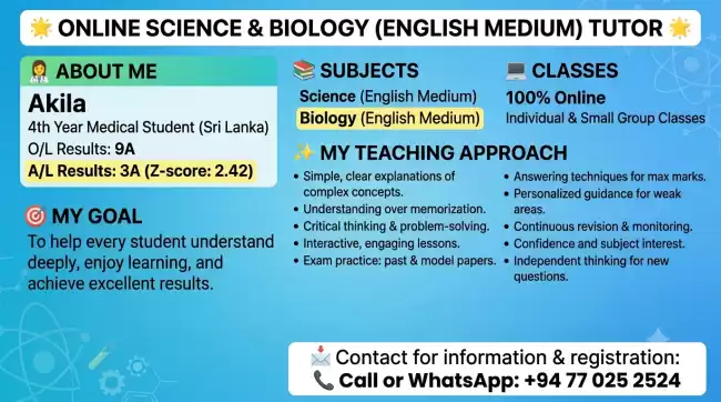 ONLINE SCIENCE & BIOLOGY (ENGLISH MEDIUM) TUTOR