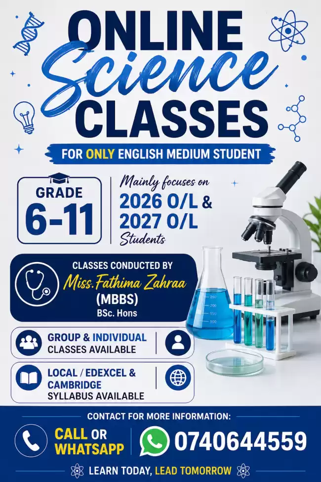 🔬 ONLINE SCIENCE CLASSES – ENGLISH MEDIUM STUDENTS (GRADE 6–11)