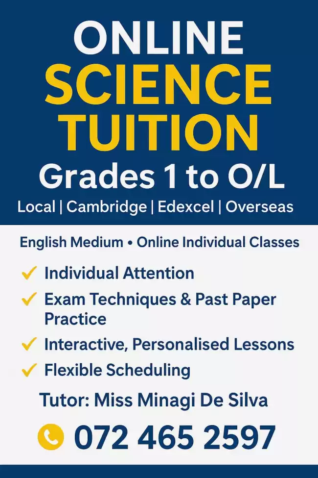 Online Science Tuition | Grades 1 To O/L (Local | Cambridge | Edexcel | Overseas Curriculum)