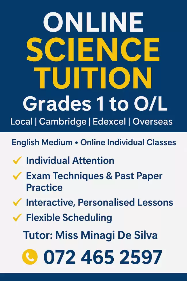 Online Science Tuition | Grades 1 To O/L (Local | Cambridge | Edexcel | Overseas Curriculum)