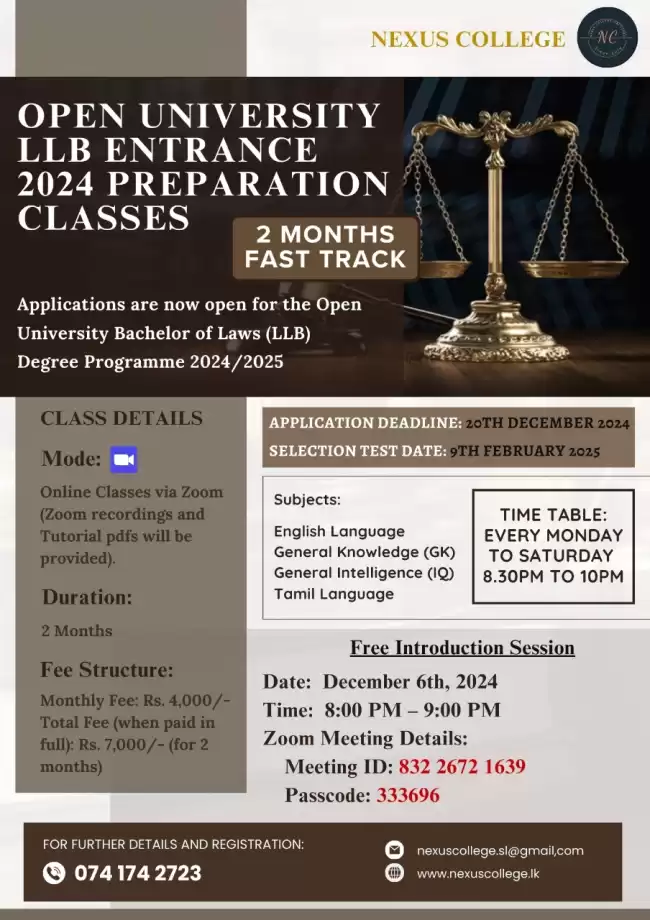 Open University LLB Entrance 2024/25 Preparation Classes (2 Months Fast Track)