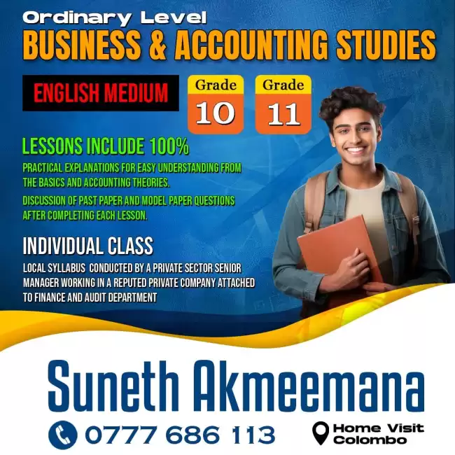 Paper Class for Business & Accounting Studies O/L 2026 – English Medium – Individual (Home Visits)
