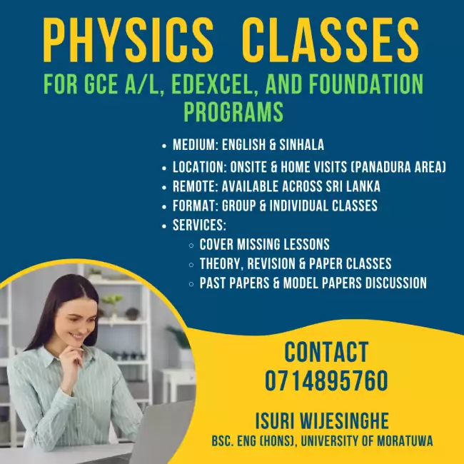 Physics classes for GCE A/L, Edexcel, and Foundation Programs