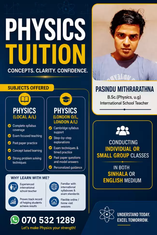 physics( local A/L), physics(london O/L,london A/L)