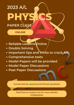 Physics Paper Class-2023 A/L-English Medium