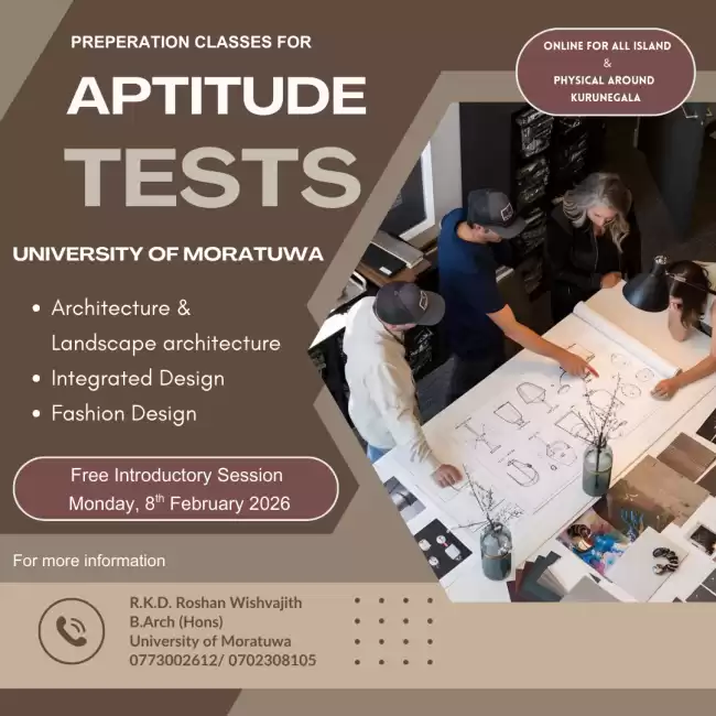 PREPERATION CLASSES FOR APTITUDE TEST OF UNIVERSITY OF MORATUWA
