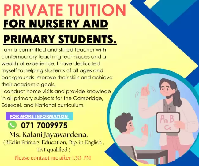 Private Tution for Nursery to Primary Students