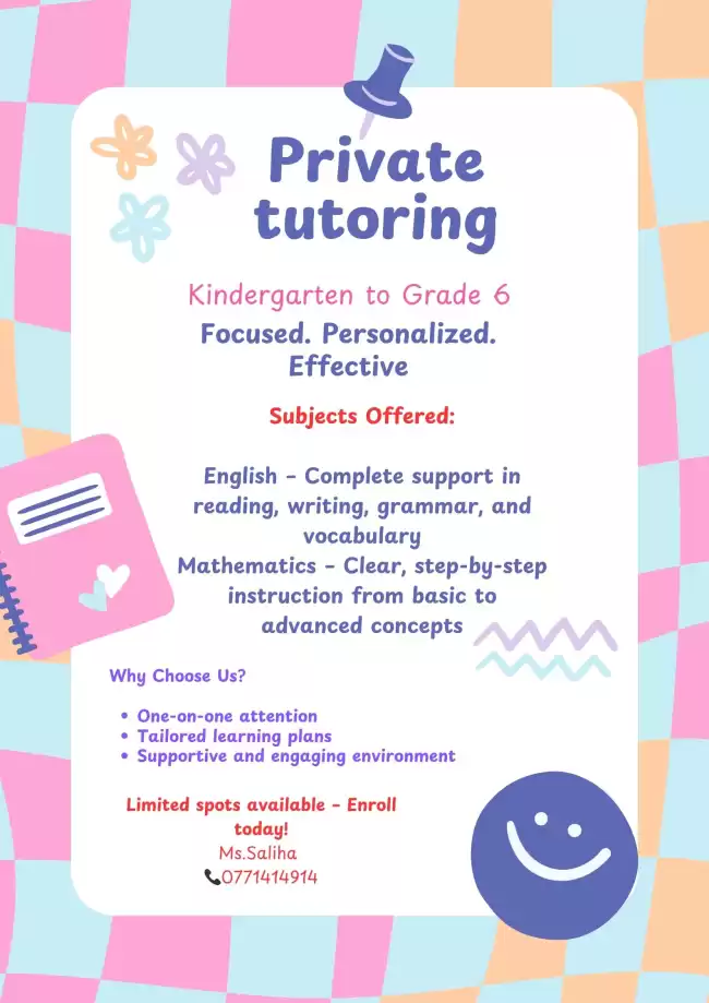 Private Tutoring for Kindergarten to Grade 6