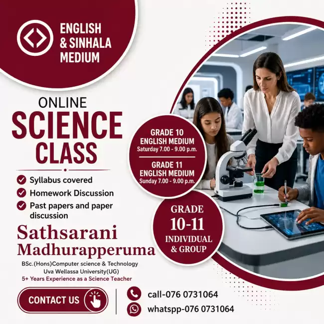Science Class (English & Sinhala Medium) 10/11