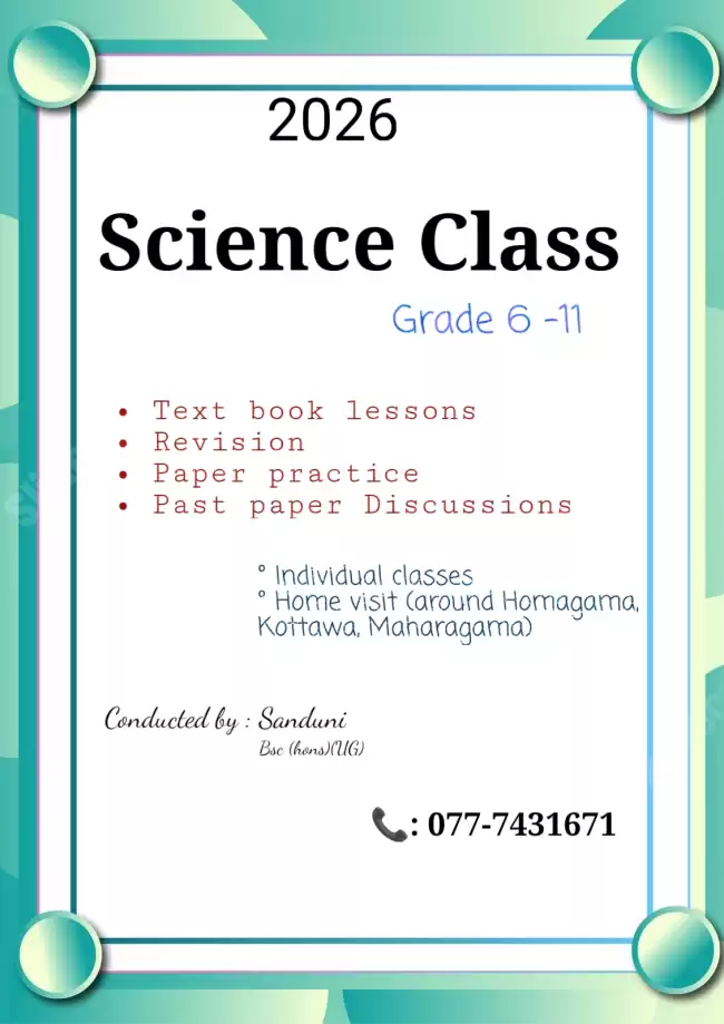 Science class for grade 6-11(O/L)