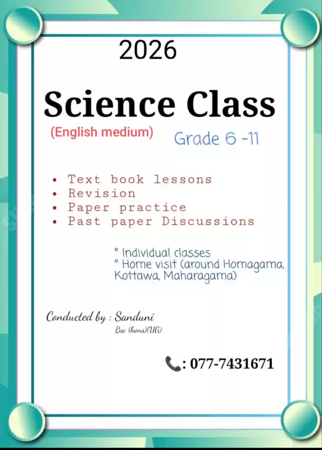 Science classes (English medium) for O/L