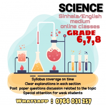 Science classes for grade 6,7,8 English/Sinhala medium