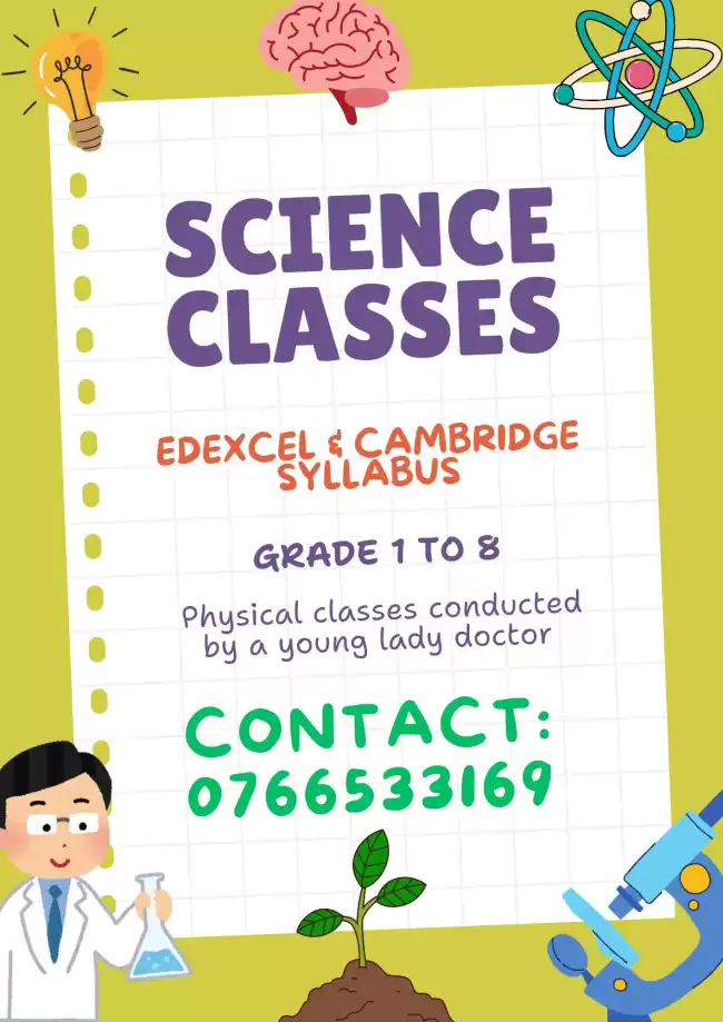 Science Classes For Students In Grade 1 To 8