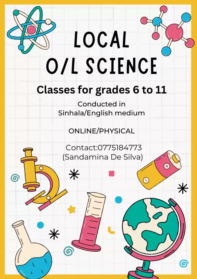 Science classes in Sinhala or English Medium