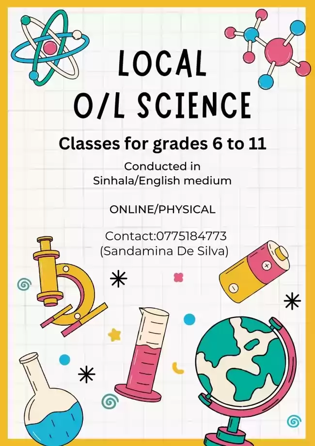 Science Classes In Sinhala or English medium