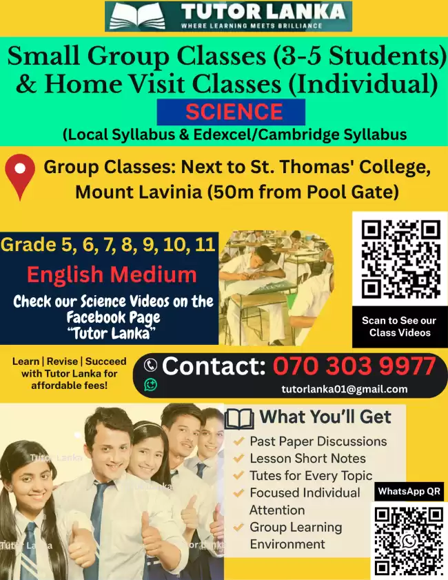Science Classes (Small Group Classes 3-5 Students) and Individual Home Visit Classes