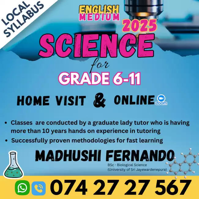 Science English Medium Grade 6-11 Students