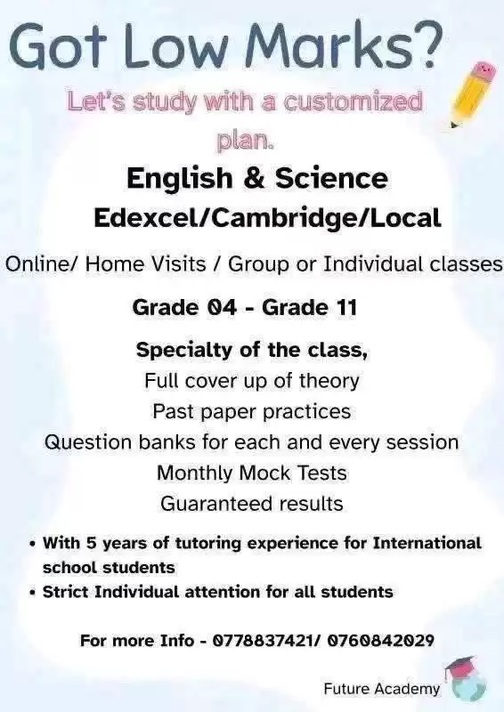 Science/ English Online classes - Local/Cambridge/Edexcel