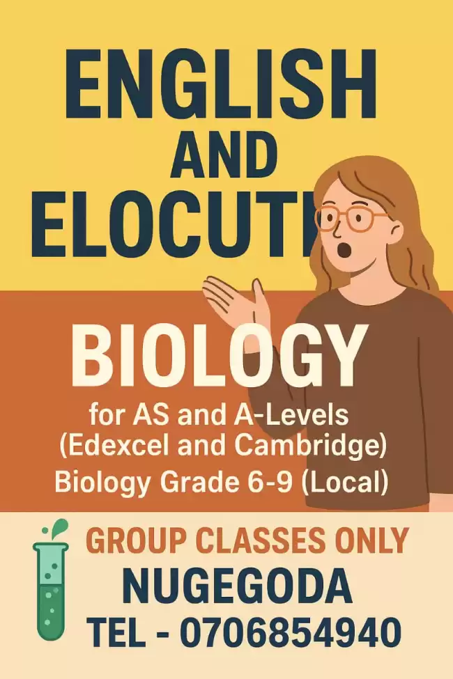 Science for grade 6-9 local syllabus sinhala and medium Biology for O/L A/S and A/L cambridge and edexcel Online and onsite group classes