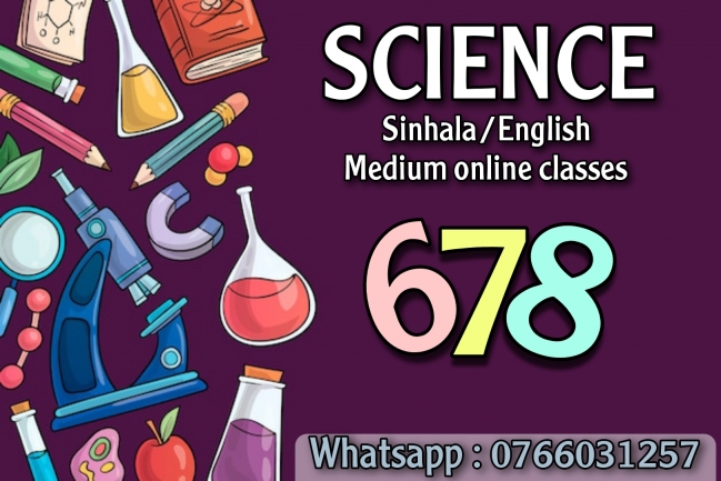 Science online classes for grade 6,7,8 Sinhala/English media