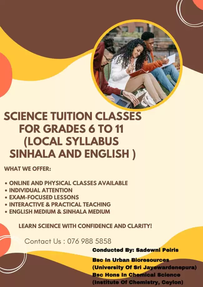 SCIENCE TUITION CLASSES FOR GRADES 6 TO 11