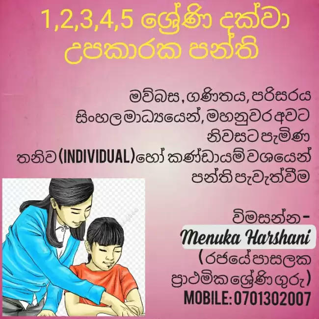 Sinhala cclasses for primary students