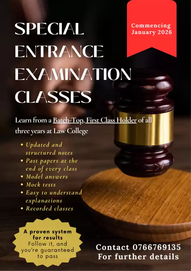 Special Entrance Classes - Sri Lanka Law College
