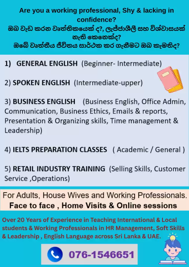 Spoken English, Business English, IELTS Training classes