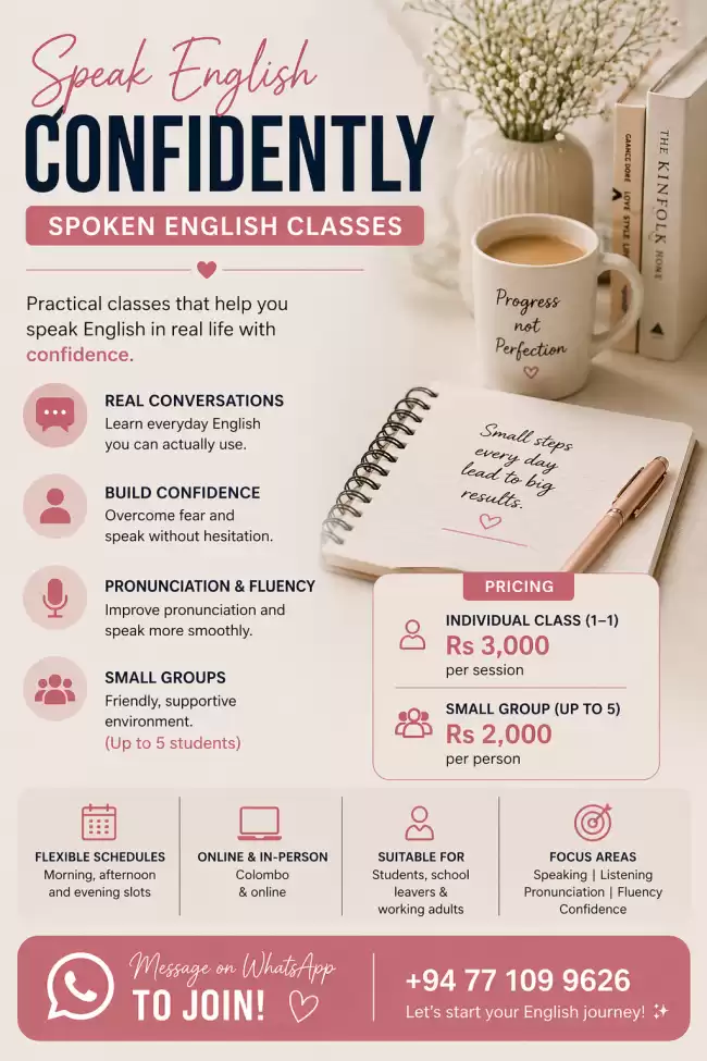 Spoken English classes (females only)