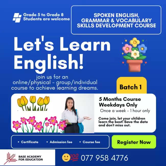 Spoken English, Grammar & Vocabulary Skills Development Course (students from Grade 4 to 8)rade