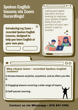 Spoken English lessons via Zoom recordings