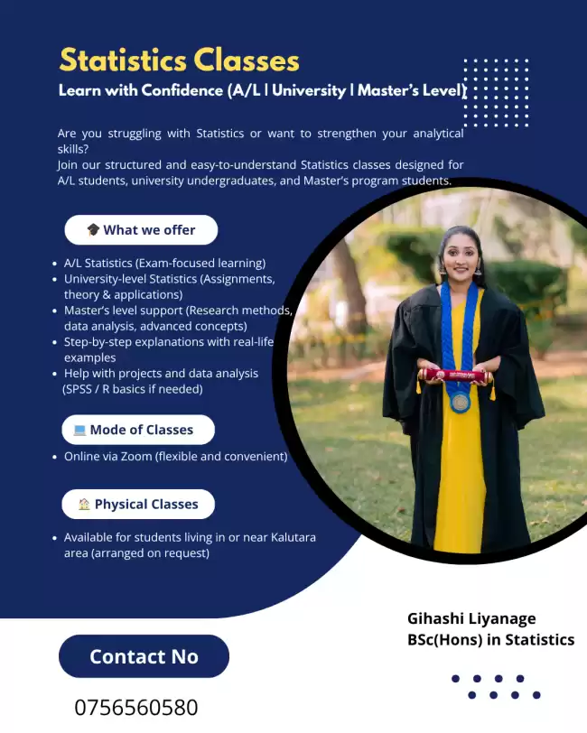 Statistics Classes – Learn with Confidence (A/L | University | Master’s Level)