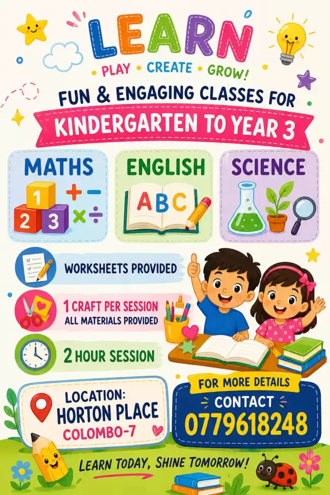 Tuition classes for kindergaten to year 3