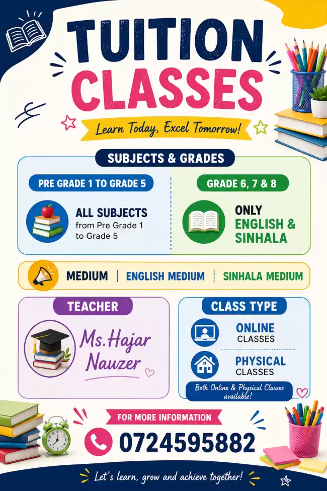 Tuition Classes from pre grade to grade 8