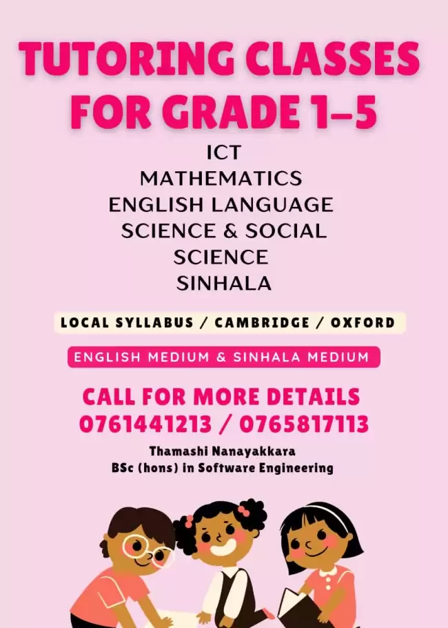 Tutoring for grade 1 to 5 kids (Local syllabus / Oxford / Cambridge)