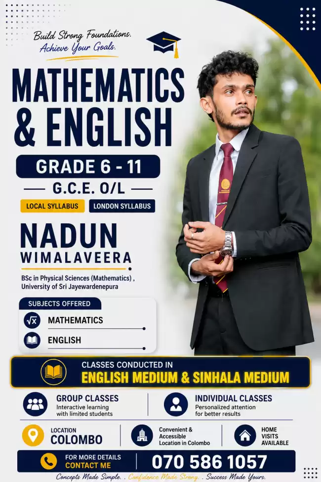 Understand. Practice. Improve. | O/L Mathematics & English Classes | Grade 6–11 | Sinhala & English Medium