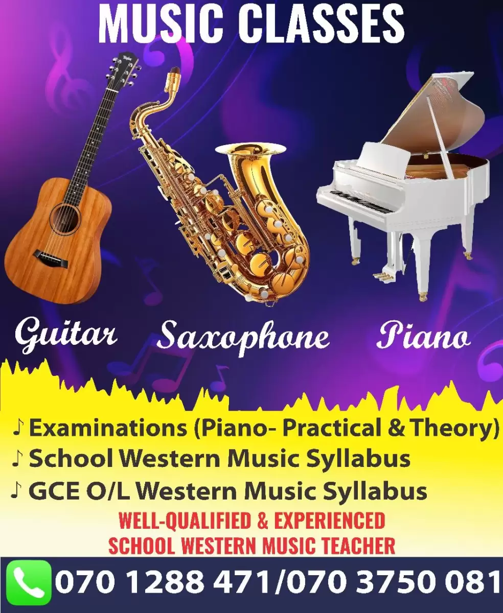 Music Classes in Kandy- Piano,Keyboard,Saxophone,Guitar,School western music syllabus Grade 6,7,8,9,10 and O/Level Western Music Syllabus